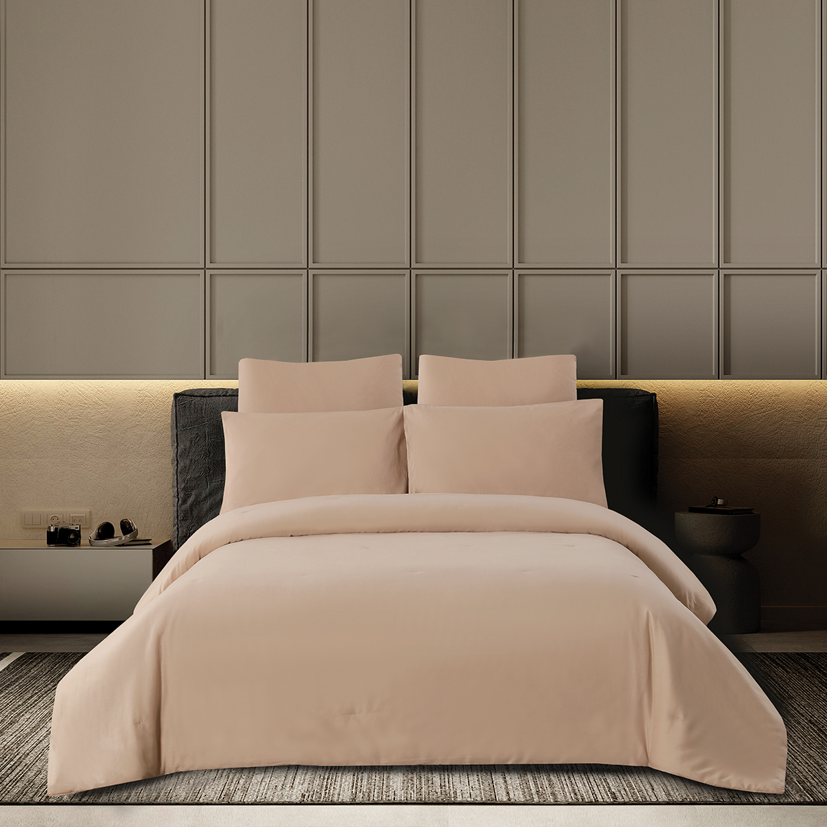 لحاف صيفي سادة قطن بيج غامق لحاف صيفي سادة قطن بيج غامق