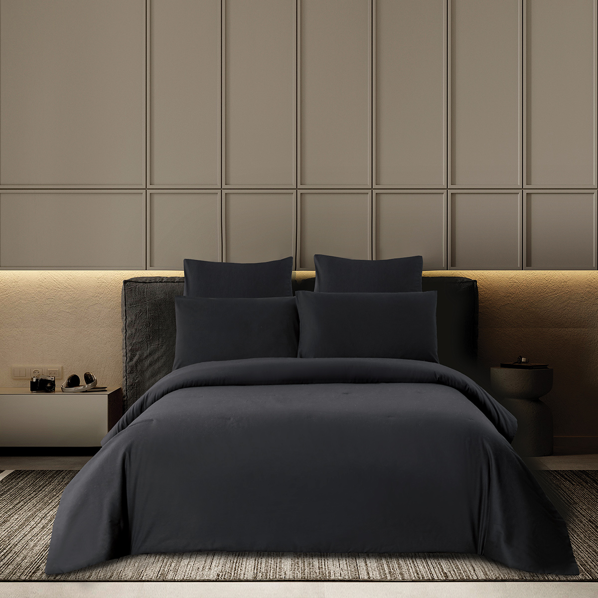 لحاف صيفي سادة قطن رصاصي غامق لحاف صيفي سادة قطن رصاصي غامق