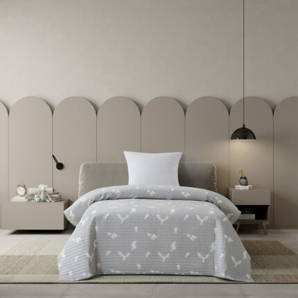 مفرش مضغوط قطن أكسفورد رصاصي