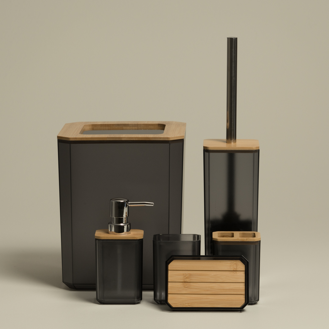 طقم اكسسوار حمام بلاستيك ٦ قطع لون اسود طقم اكسسوار حمام بلاستيك ٦ قطع لون اسود