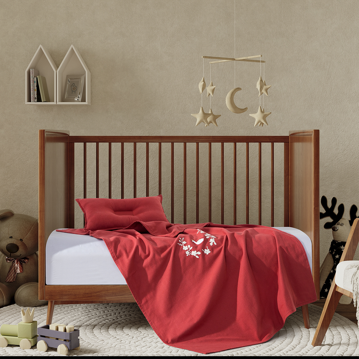 طقم لحاف مواليد قطعتين قطن برتقالي طقم لحاف مواليد قطعتين قطن برتقالي