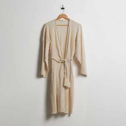 روب حمام قطن باللون البيج بعدة مقاسات