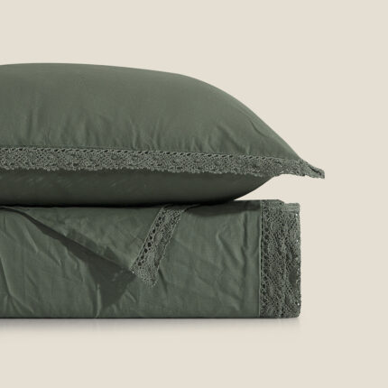 بيت لحاف قطن بلون أخضر غامق