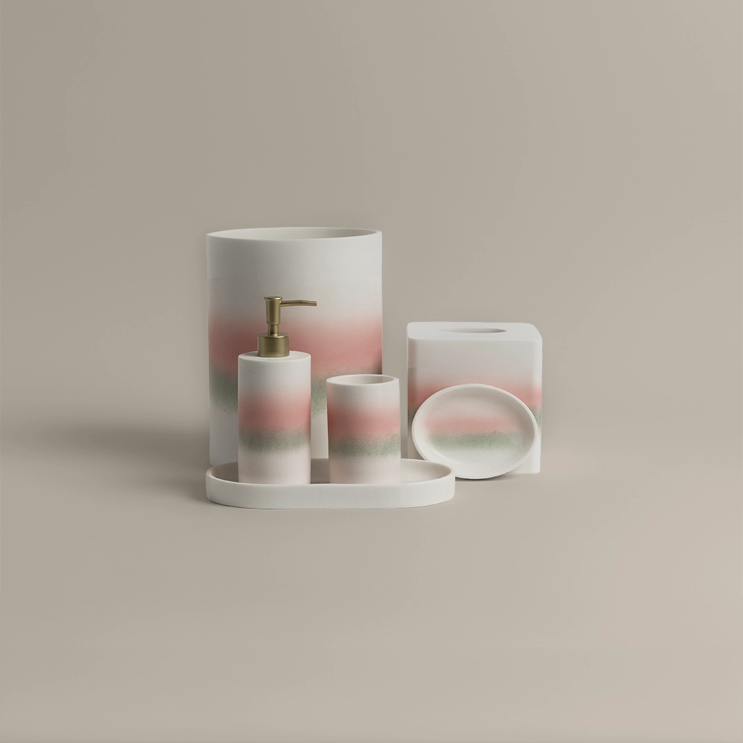 طقم اكسسوار حمام بولي ٦ قطع أوف وايت طقم اكسسوار حمام بولي ٦ قطع أوف وايت