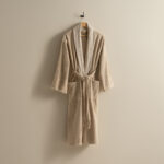 روب حمام قطن مطرز بيج غامق