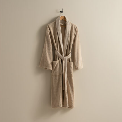 روب حمام قطن بلون بيج غامق